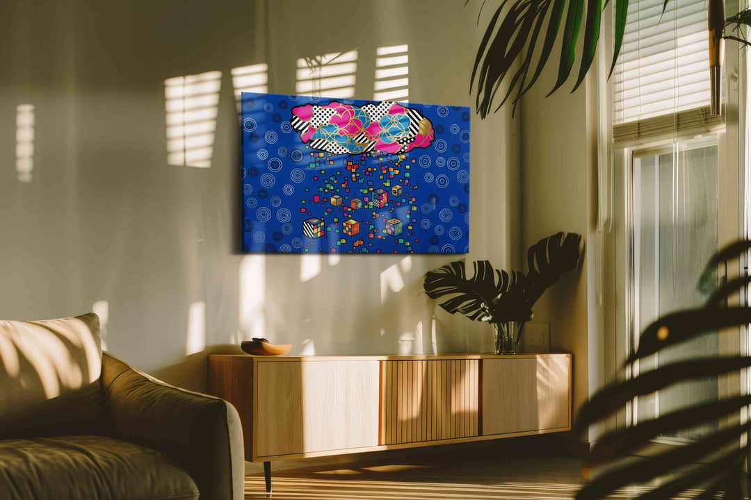 Cloud of Neon Keepsakes - Modern Wall Art, Contemporary Canvas Print, Minimalist Decor
