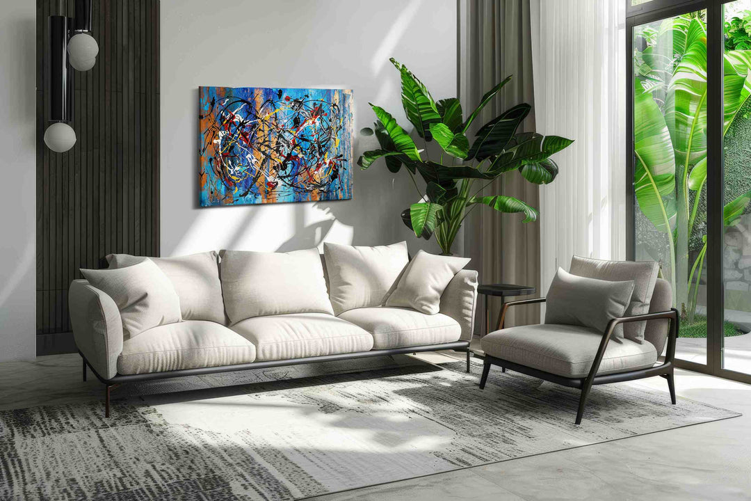 Electric Tidal Frenzy - Modern Wall Art, Contemporary Canvas Print, Minimalist Decor