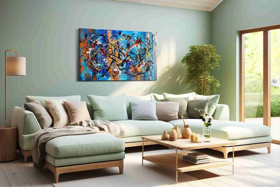 Electric Tidal Frenzy modern canvas print, hanging on wall