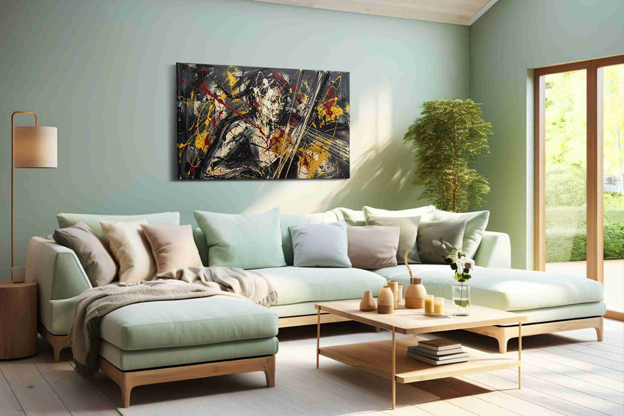 Gilded Chaos Sonata modern canvas print, hanging on wall