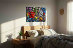 Midnight Feast in Motion modern canvas print, displayed in a bedroom