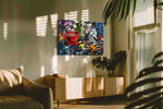 Midnight Feast in Motion modern canvas print in a hung canvas mockup