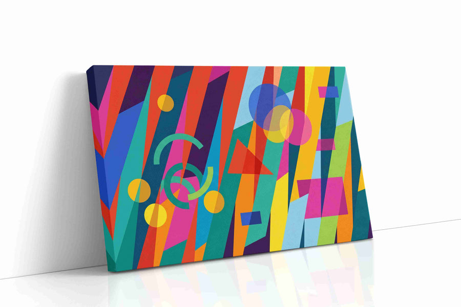 Neon Geometry Cascade modern canvas print, gallery-wrapped, ready to hang