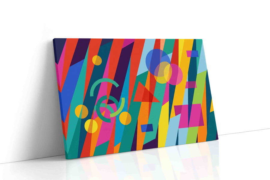 Neon Geometry Cascade modern canvas print gallery-wrapped landscape canvas studio shot
