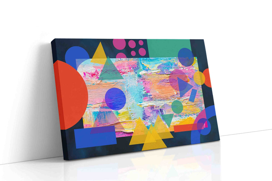 Neon Geometry Reverie modern canvas print gallery-wrapped landscape canvas studio shot