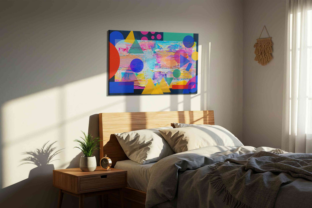 Neon Geometry Reverie - Modern Wall Art, Contemporary Canvas Print, Minimalist Decor