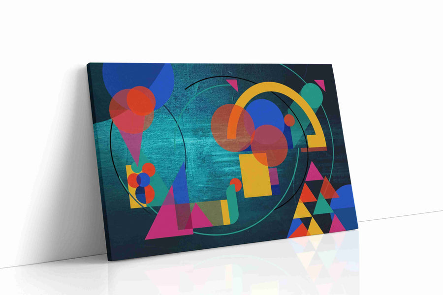 Neon Geometry Tides modern canvas print gallery-wrapped landscape canvas studio shot