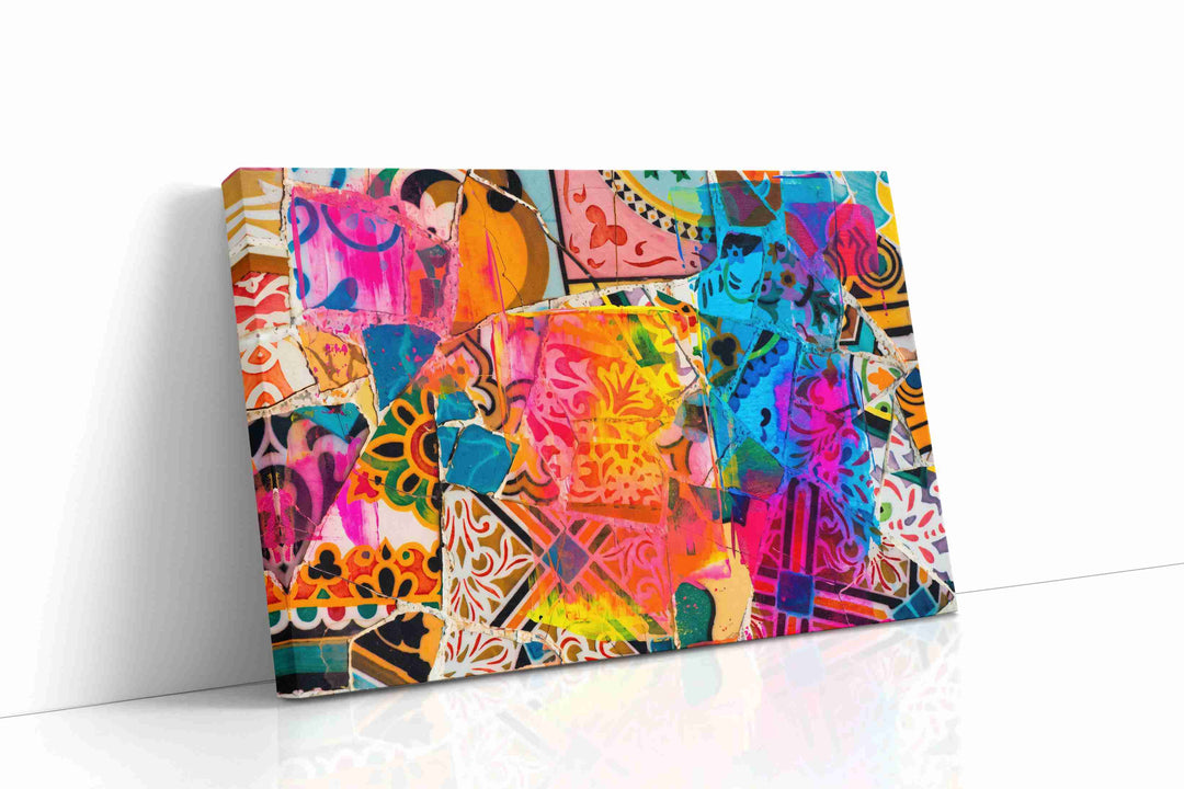 Neon Mosaic Reverie - Modern Wall Art, Contemporary Canvas Print, Minimalist Decor