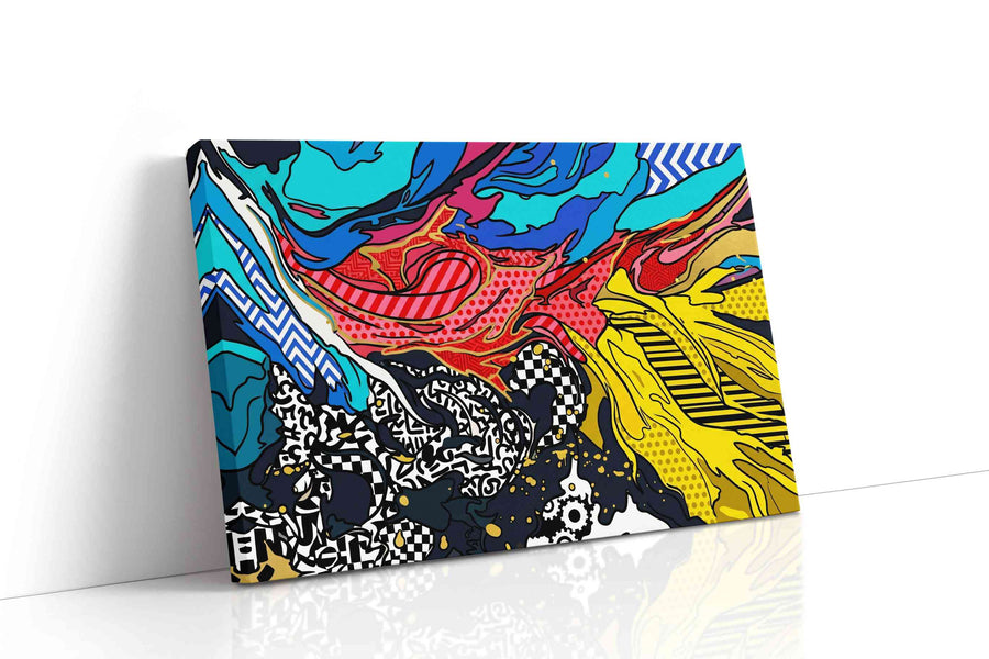 Neon Tectonic Bloom modern canvas print gallery-wrapped landscape canvas studio shot