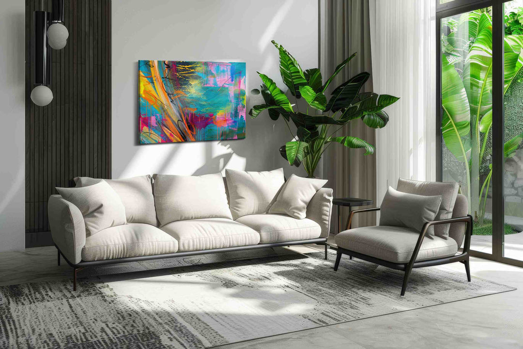 Neon Tidal Fever - Modern Wall Art, Contemporary Canvas Print, Minimalist Decor