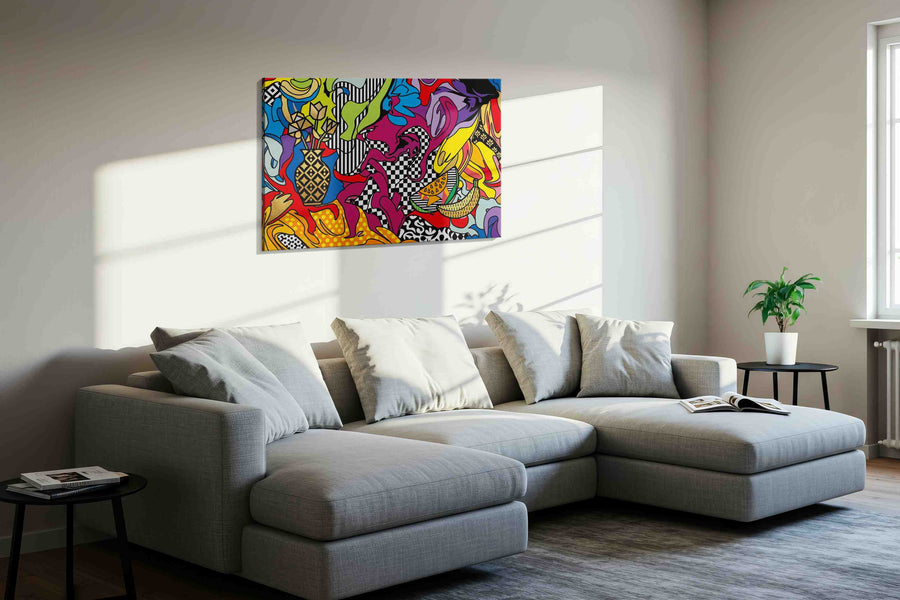 Velvet Mirage Bazaar modern canvas print in a living room scene