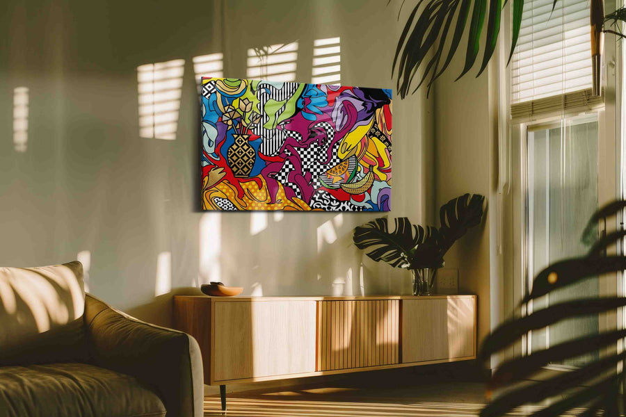 Velvet Mirage Bazaar modern canvas print, on wall, lifestyle preview