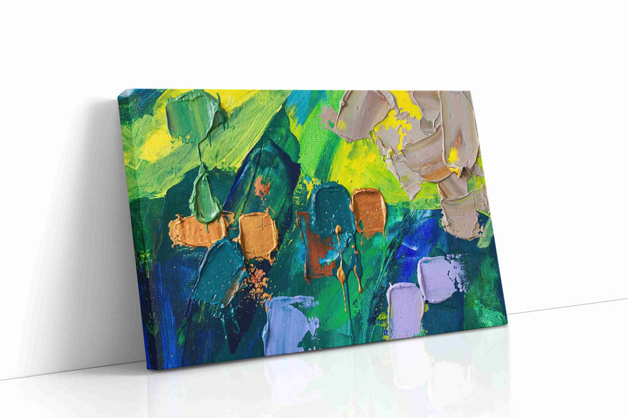 Verdigris Gold Reverie modern canvas print, gallery-wrapped, ready to hang