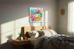 Begin in Brilliant Color motivational canvas print, displayed in a bedroom