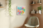 Begin in Brilliant Color motivational canvas print styled in a living room