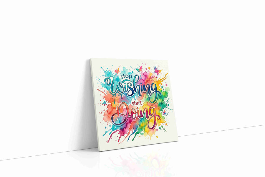 Begin in Brilliant Color motivational canvas print, gallery-wrapped, ready to hang