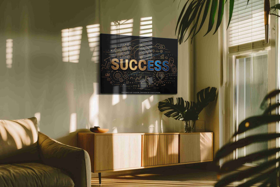 Blueprints of Triumph - Motivational Wall Art, Inspirational Canvas Print, Office Decor