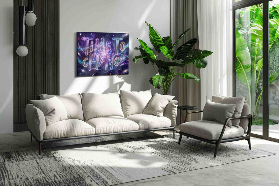Celestial Time to Change motivational canvas print, on wall, lifestyle preview