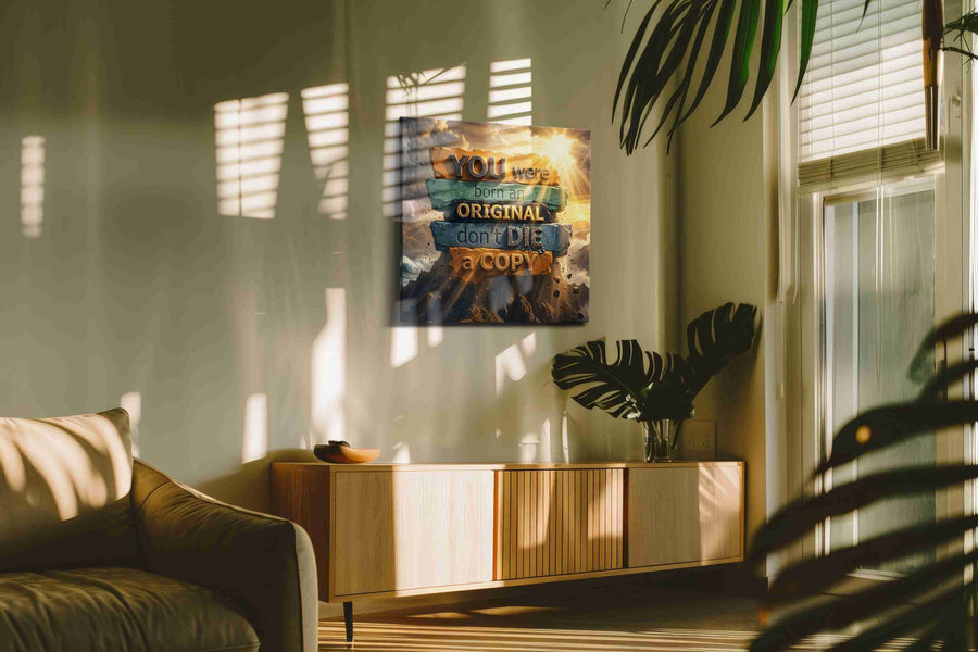 Forged for the Summit motivational canvas print in a contemporary interior mockup