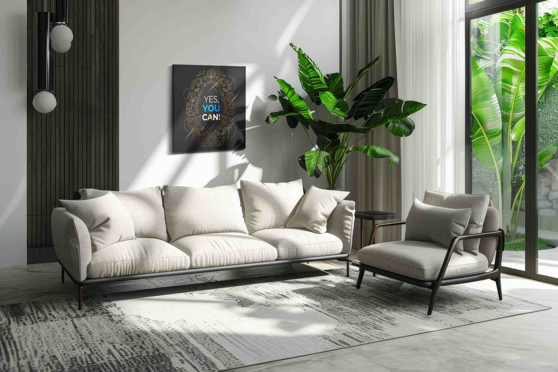 Golden Bloom of Affirmation motivational canvas print in a hung canvas mockup