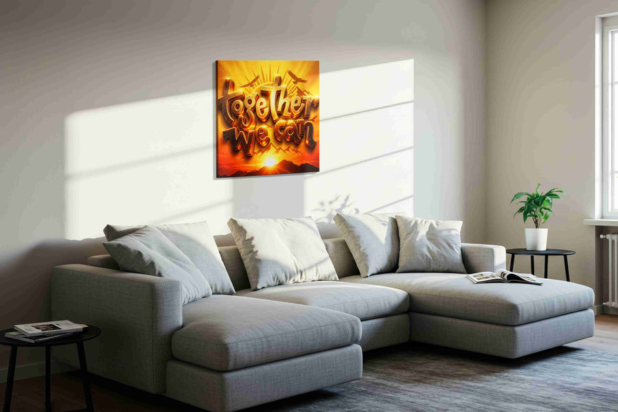 Golden Testament Horizon motivational canvas print in a living room scene