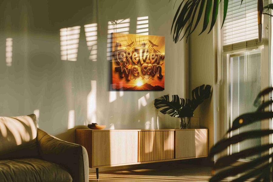 Golden Testament Horizon motivational canvas print in a hung canvas mockup