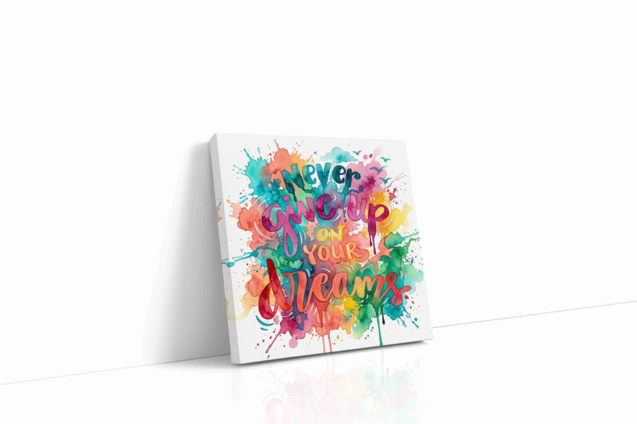Never Give Up Dreamscape motivational canvas print, gallery-wrapped, ready to hang
