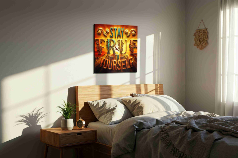 Radiant Truth Rising motivational canvas print, displayed in a bedroom