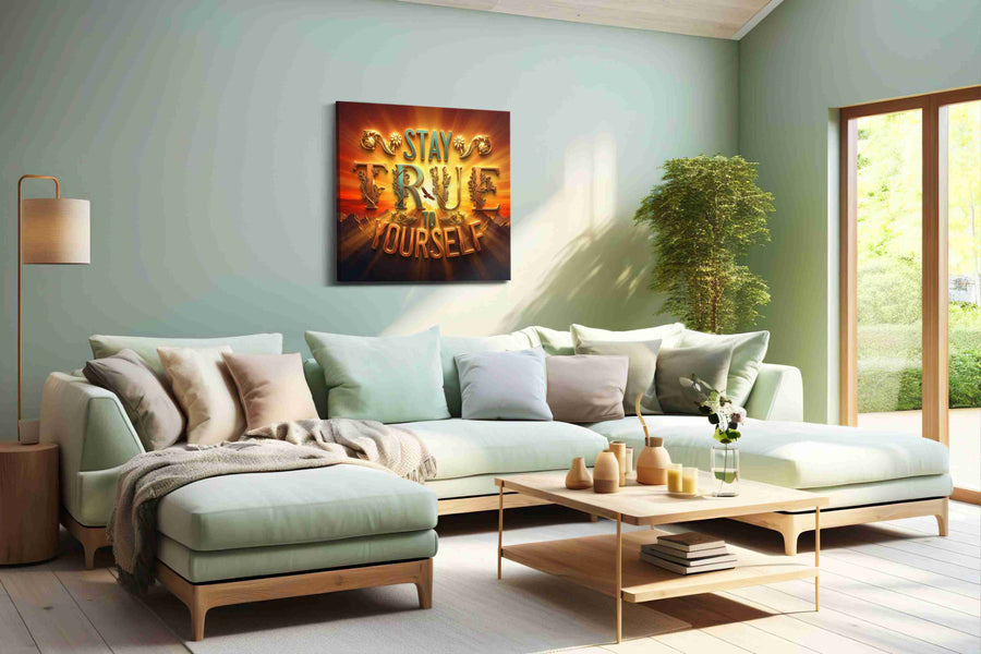 Radiant Truth Rising motivational canvas print, hanging on wall