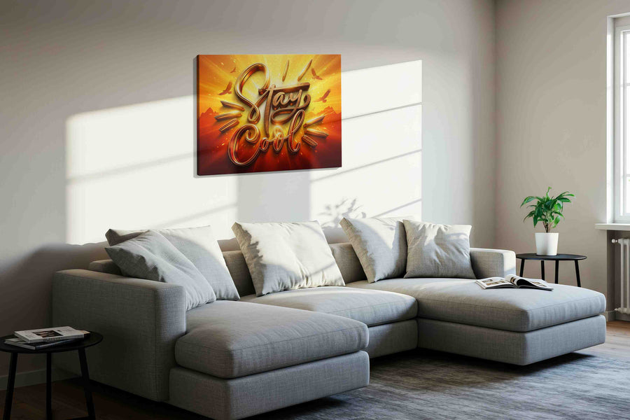 Stay Gold Radiance motivational canvas print in a living room scene