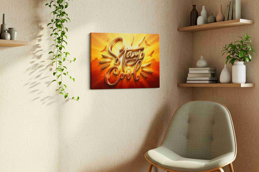 Stay Gold Radiance motivational canvas print, displayed in a living room