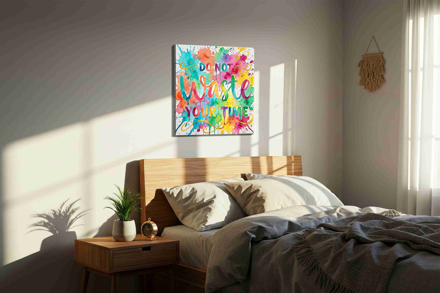 Vivid Grace in Color motivational canvas print, displayed in a bedroom