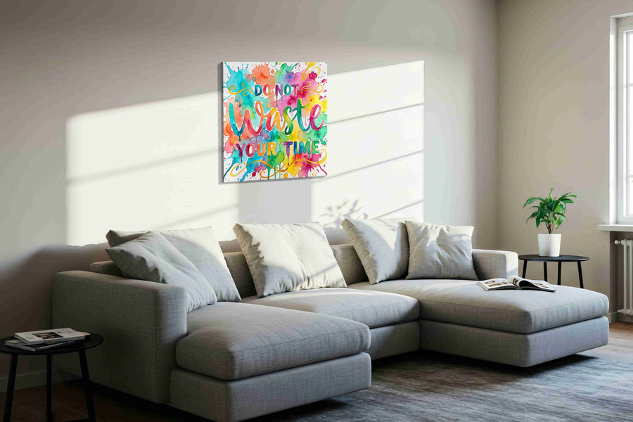 Vivid Grace in Color motivational canvas print in a living room scene