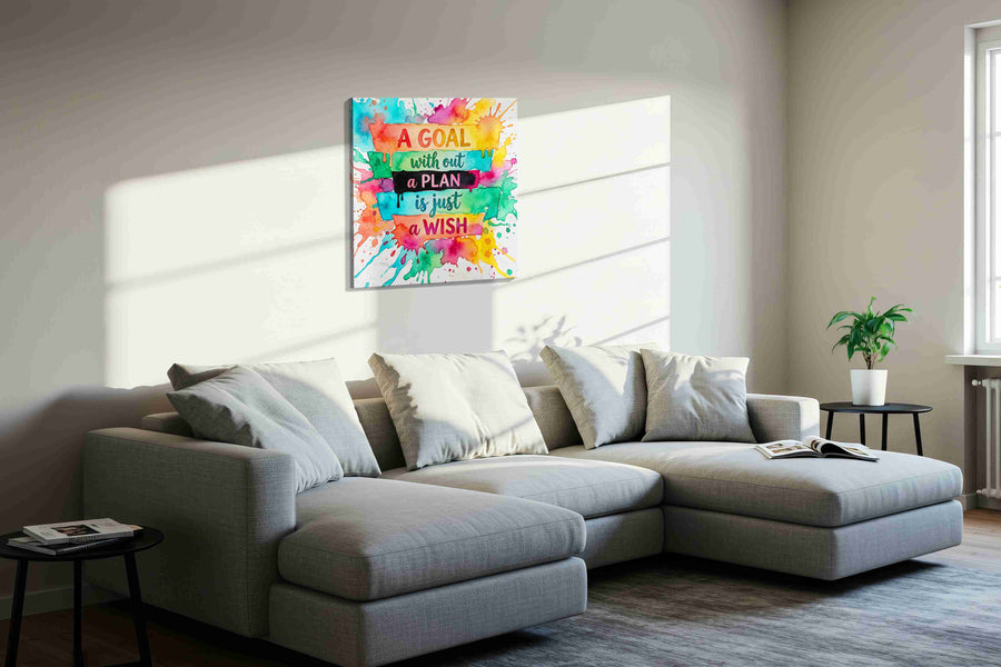 Wish in Watercolor motivational canvas print in a living room scene