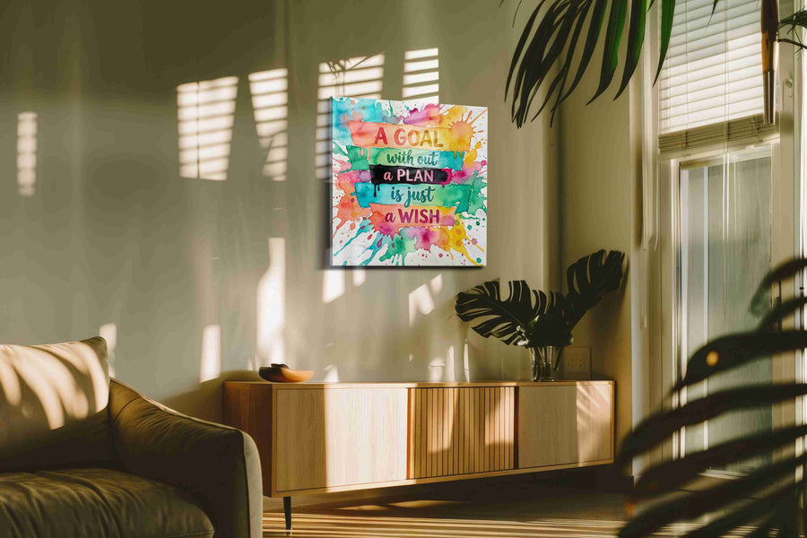 Wish in Watercolor motivational canvas print in a contemporary interior mockup