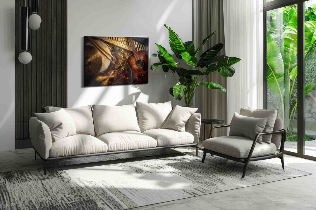 Gilded Rhythm Reverie - Music Wall Art, Musical Canvas Print, Music Room Decor