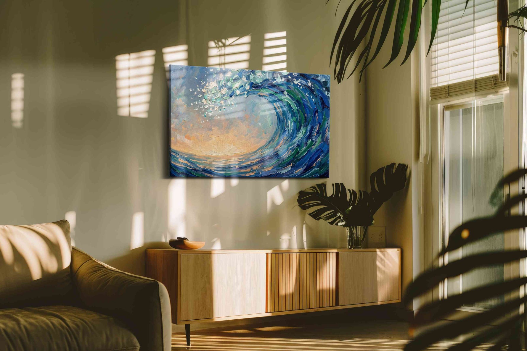 Celestial Tidebreak ocean canvas print, on wall, lifestyle preview