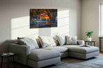 Ember Tide Grotto ocean canvas print in a living room scene