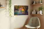 Ember Tide Grotto ocean canvas print, displayed in a living room