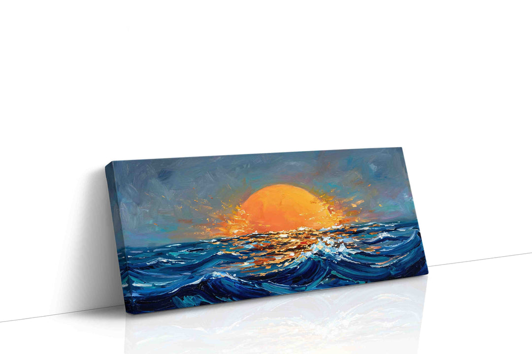 Ember Tide Horizon - Coastal Wall Art, Ocean Canvas Print, Beach House Decor