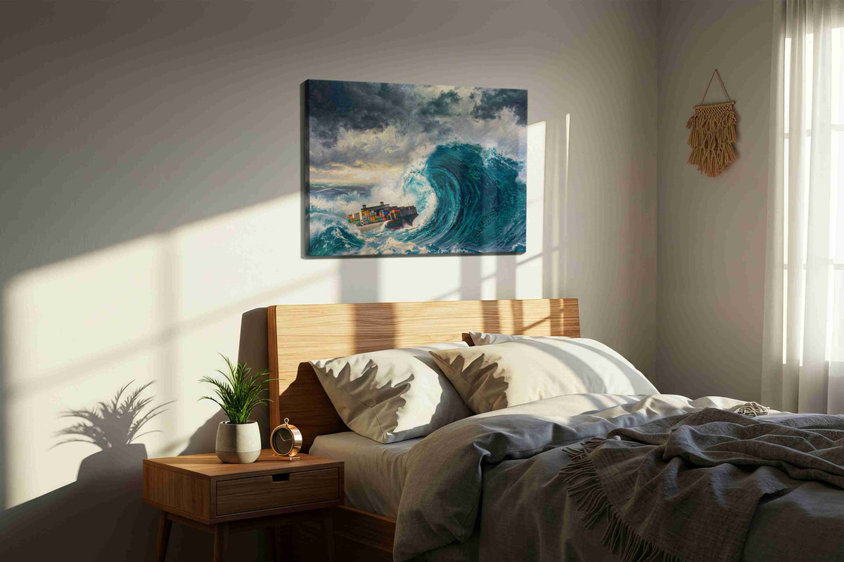 Leviathan Trade Winds ocean canvas print, displayed in a bedroom