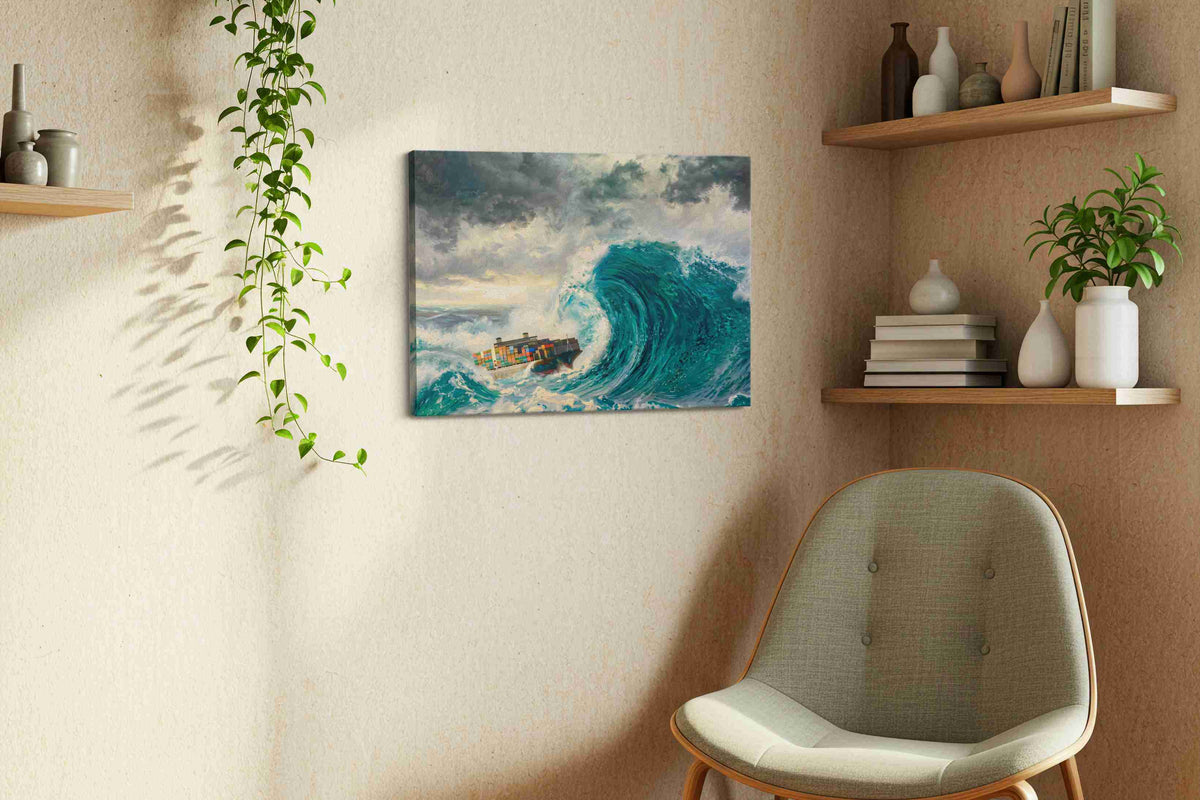 Leviathan Trade Winds ocean canvas print, displayed in a living room