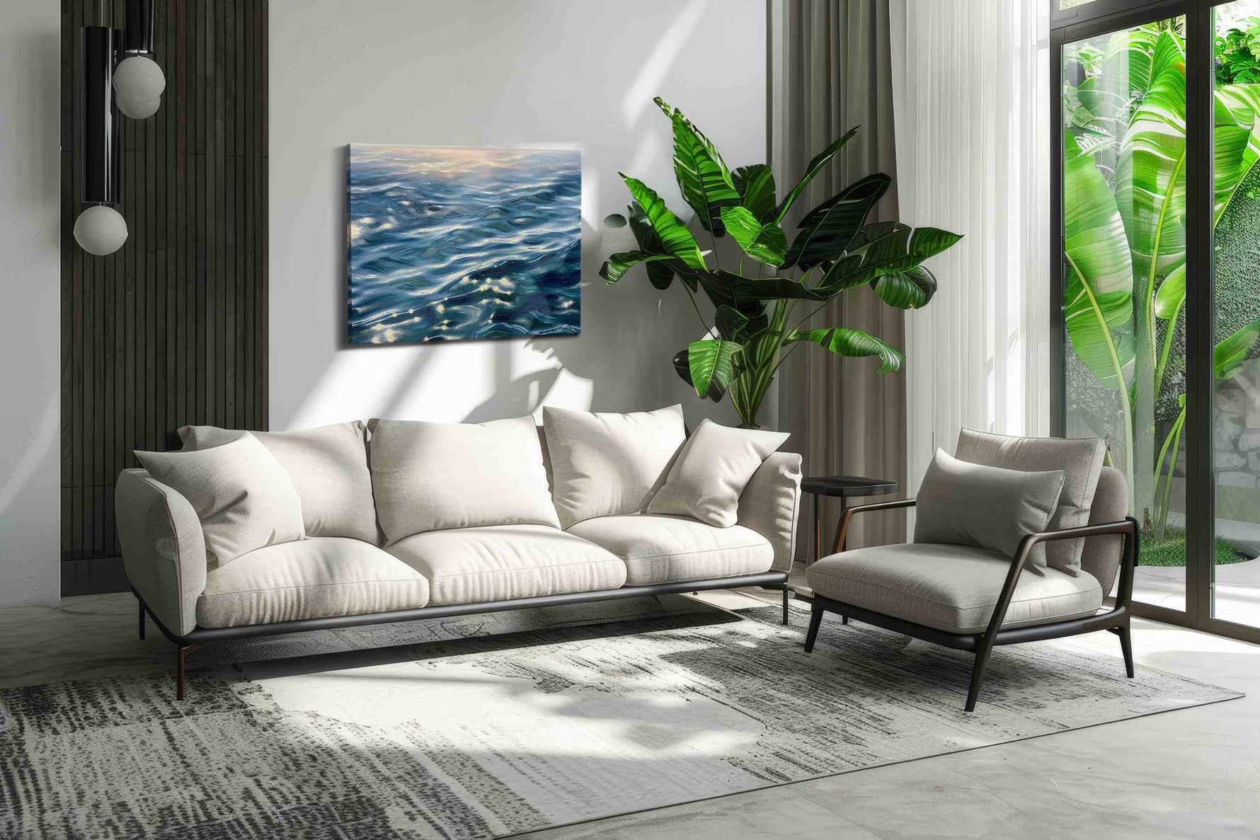 Sea of Fallen Stars ocean canvas print in a modern interior mockup