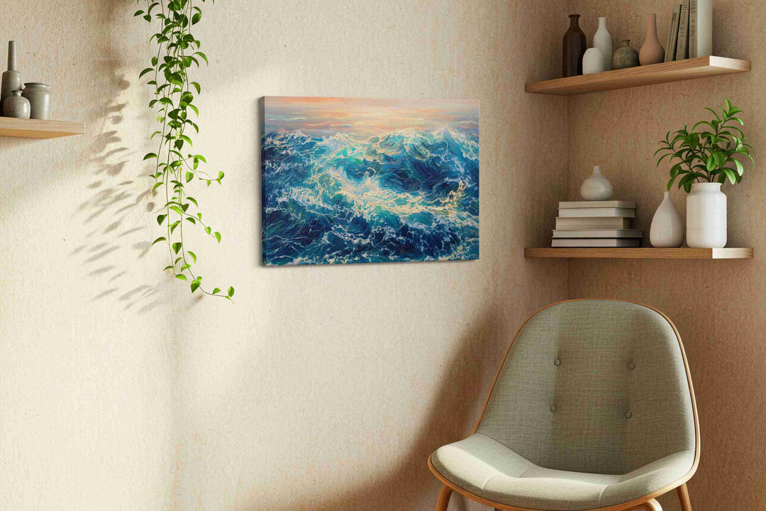 Sunlit Tempest Reverie - Coastal Wall Art, Ocean Canvas Print, Beach House Decor