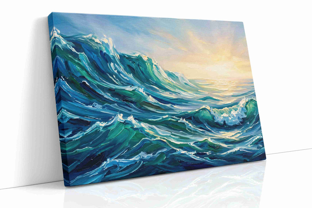 Sunlit Tempest Tide - Coastal Wall Art, Ocean Canvas Print, Beach House Decor