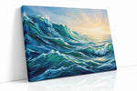 Sunlit Tempest Tide - Coastal Wall Art, Ocean Canvas Print, Beach House Decor