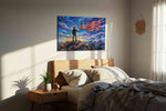 Liberty in the Tempest patriotic canvas print, displayed in a bedroom