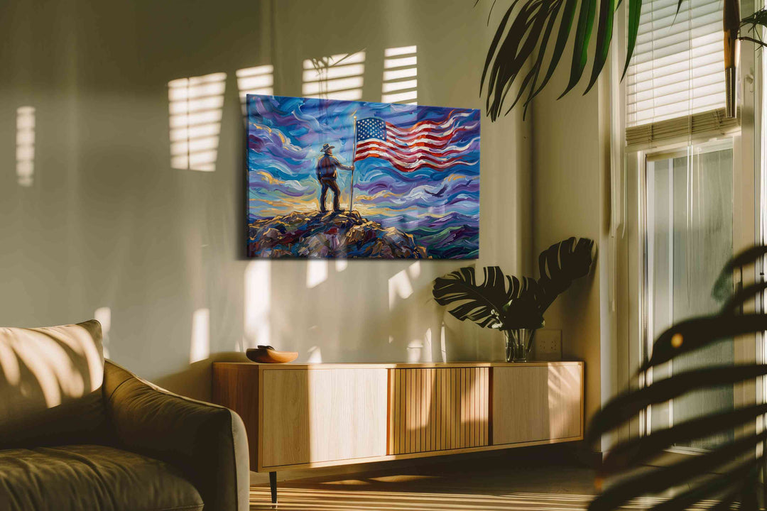 Liberty in the Tempest - Patriotic Wall Art, American Flag Canvas, USA Decor