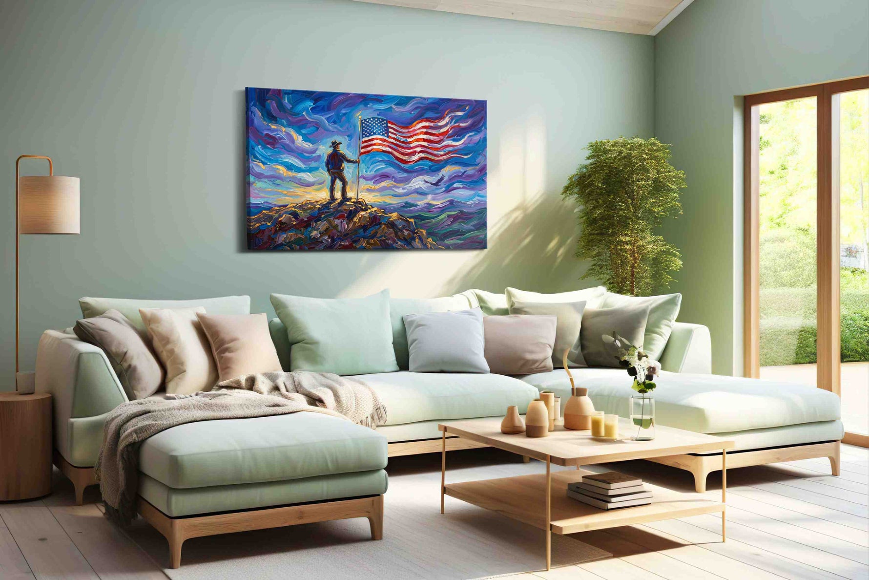 Liberty in the Tempest patriotic canvas print, hanging on wall
