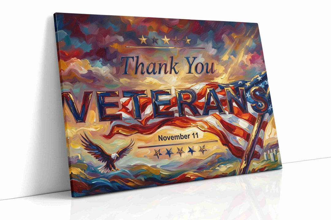 Stars Over Silent Valor - Patriotic Wall Art, American Flag Canvas, USA Decor